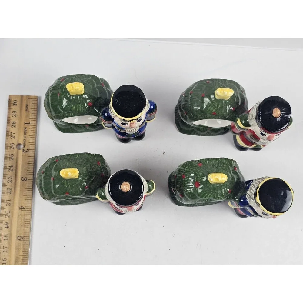 Block Spal Whimsy Christmas Holiday Nutcracker Napkin Rings Holders Set Of 4